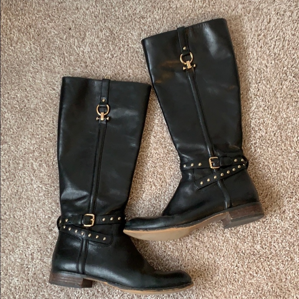 Coach Riding Boots - black and gold size 7.5